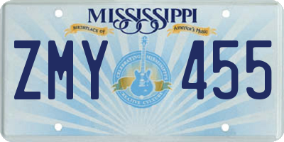 MS license plate ZMY455