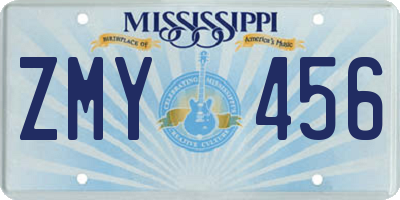 MS license plate ZMY456