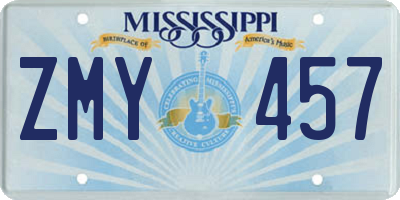 MS license plate ZMY457