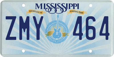MS license plate ZMY464