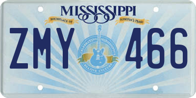 MS license plate ZMY466