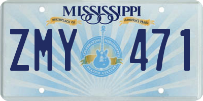 MS license plate ZMY471