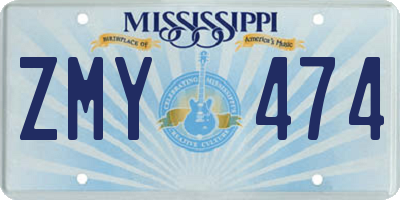 MS license plate ZMY474