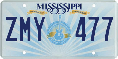 MS license plate ZMY477