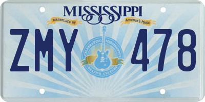 MS license plate ZMY478