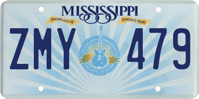 MS license plate ZMY479