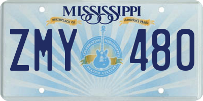 MS license plate ZMY480