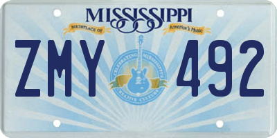 MS license plate ZMY492