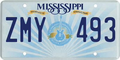 MS license plate ZMY493