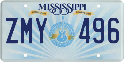 MS license plate ZMY496
