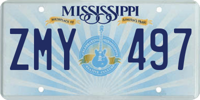 MS license plate ZMY497