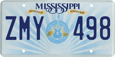 MS license plate ZMY498