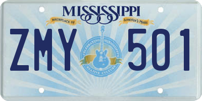 MS license plate ZMY501