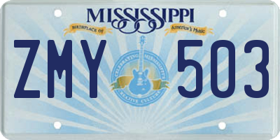 MS license plate ZMY503