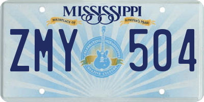 MS license plate ZMY504