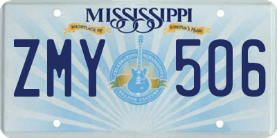 MS license plate ZMY506