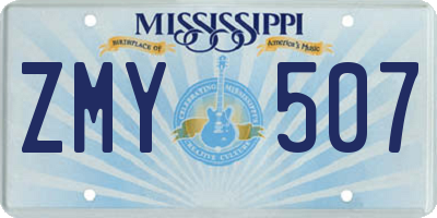 MS license plate ZMY507