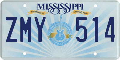 MS license plate ZMY514