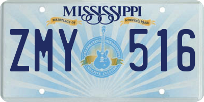 MS license plate ZMY516