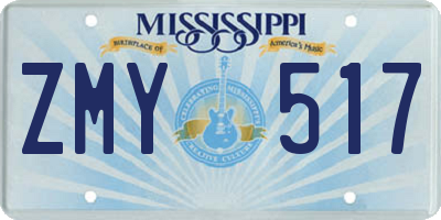 MS license plate ZMY517