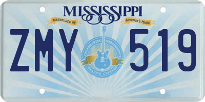 MS license plate ZMY519