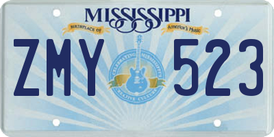 MS license plate ZMY523