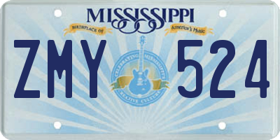 MS license plate ZMY524