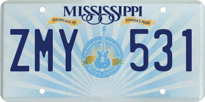 MS license plate ZMY531