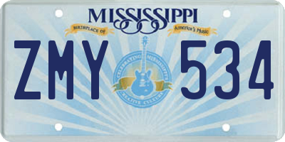 MS license plate ZMY534