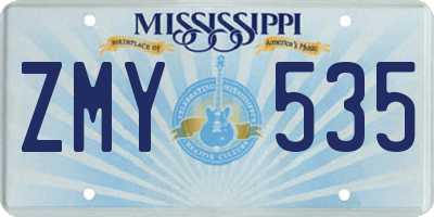 MS license plate ZMY535