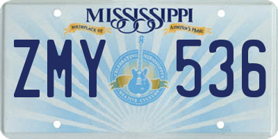 MS license plate ZMY536