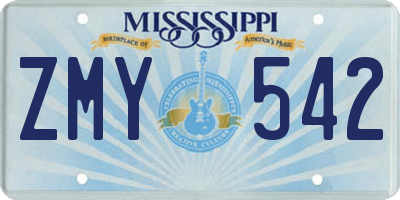 MS license plate ZMY542