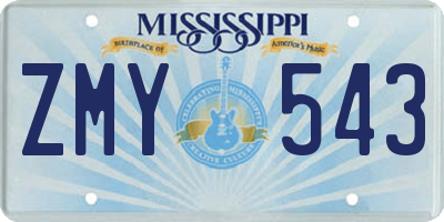 MS license plate ZMY543
