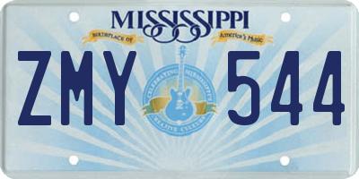 MS license plate ZMY544