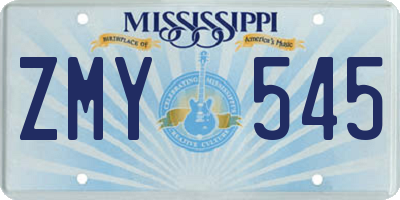 MS license plate ZMY545