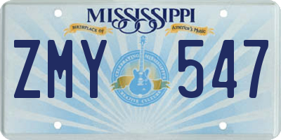 MS license plate ZMY547