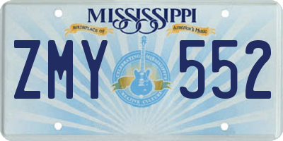 MS license plate ZMY552