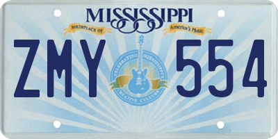MS license plate ZMY554