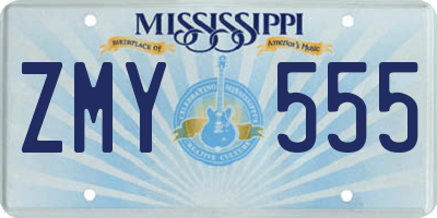 MS license plate ZMY555