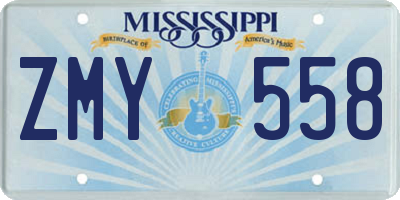 MS license plate ZMY558