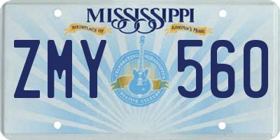 MS license plate ZMY560