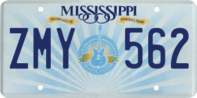 MS license plate ZMY562