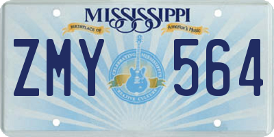 MS license plate ZMY564
