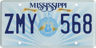 MS license plate ZMY568