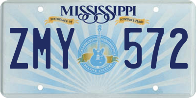 MS license plate ZMY572