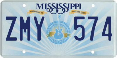 MS license plate ZMY574