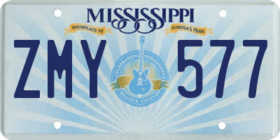 MS license plate ZMY577