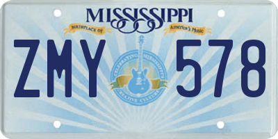 MS license plate ZMY578