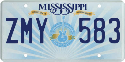 MS license plate ZMY583