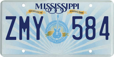 MS license plate ZMY584